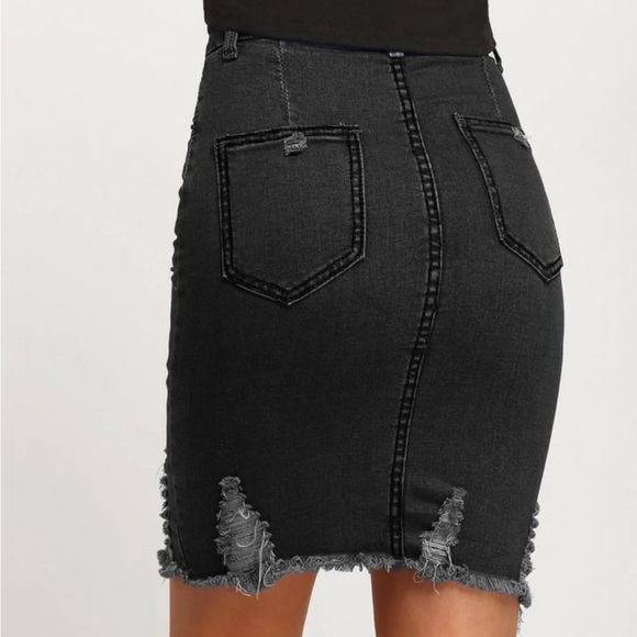 Black Denim Mini Skirt - Picture 3 of 7